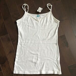 NWT Letarte White Fitted Camisole Adjustable Sleeveless Top sz L
